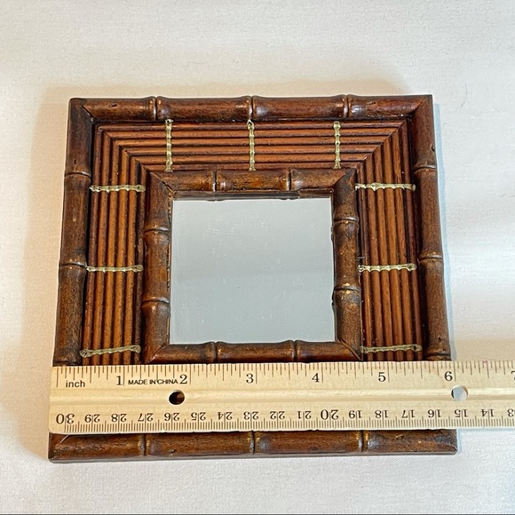 BOHEMIAN Trio / Set of Wooden Decorative Mirrors 6” Square - Picture 3 of 9